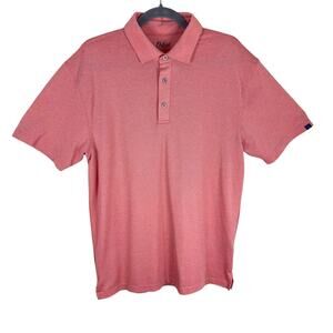 Oxford Salmon Pink Short Sleeve Collared 1/4‎ Button Lightweight Polo Shirt Sz M